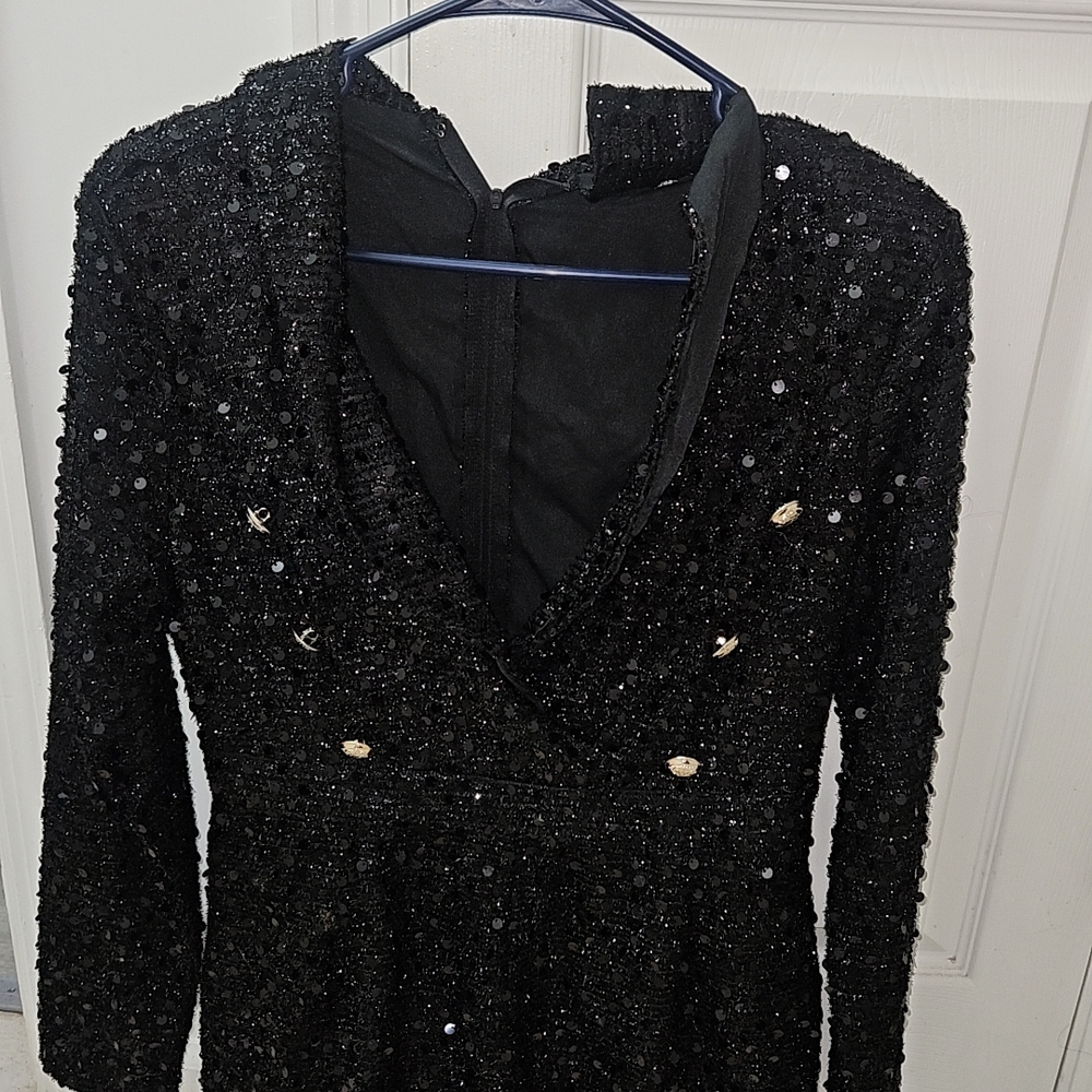 Elegant Black Sequin Romper